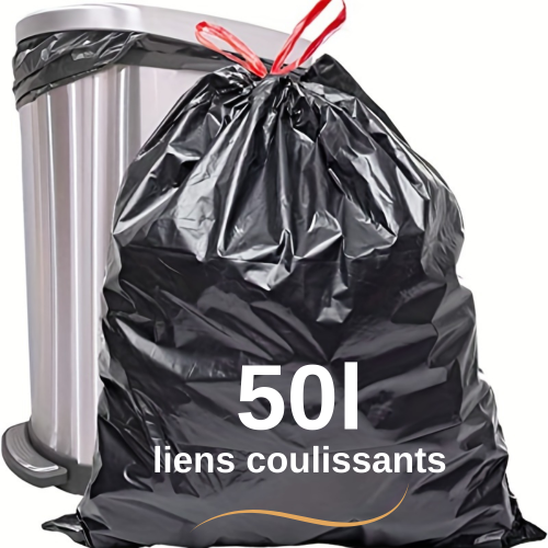 Sacs poubelle 50L avec liens coulissants - par 50 - RETIF