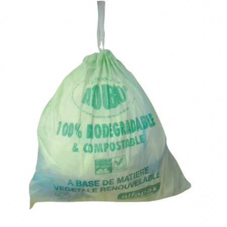 Sac poubelle type 130L lien coulissant vert biodégradable